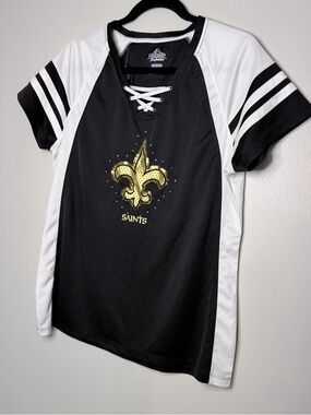 Majestic Women’s Black and White New Orleans Saints Lace-Up Jersey
